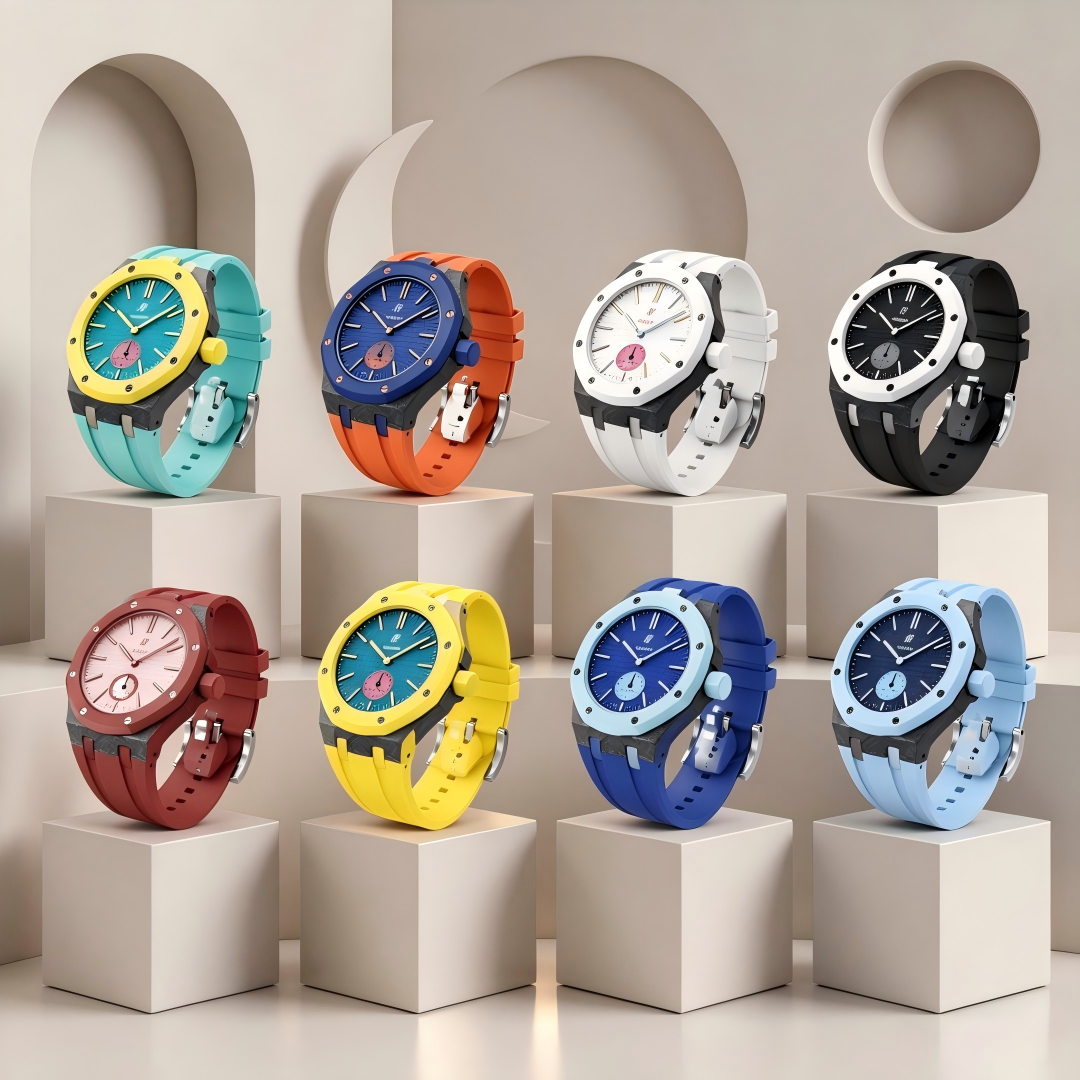 [AuraEcho]Royal Oak Pop Exclusive Carbon‑fiber Case & Silicone Strap(Only Strap)