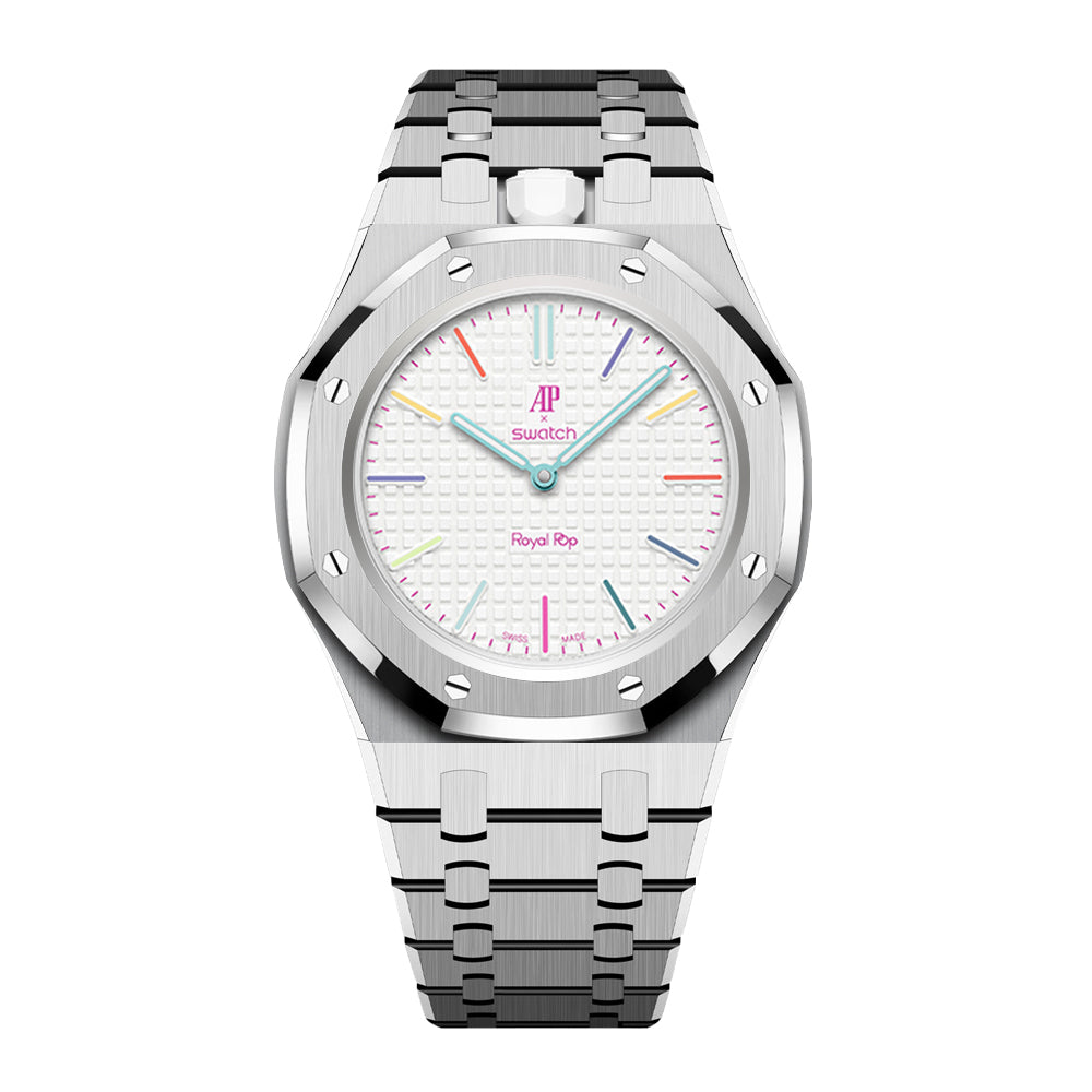 [AuraEcho]Royal Oak Pop Exclusive Steel Case & Strap Full‑wrap Embedded Watch Band (AP6013A)(Only Strap)