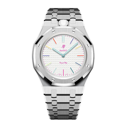 [AuraEcho]Royal Oak Pop Exclusive Steel Case & Strap Full‑wrap Embedded Watch Band (AP6013A)(Only Strap)