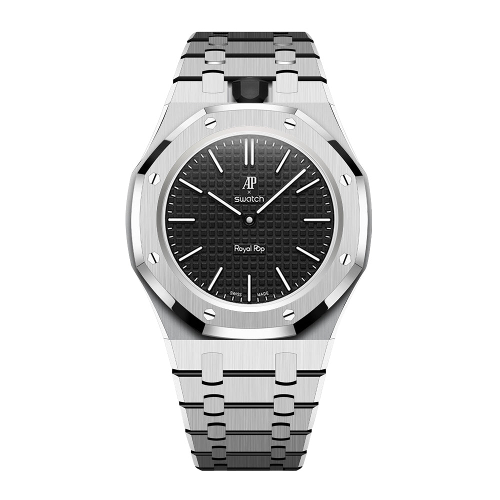 [AuraEcho]Royal Oak Pop Exclusive Steel Case & Strap Full‑wrap Embedded Watch Band (AP6013A)(Only Strap)