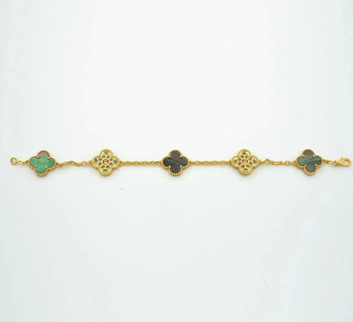 [AuraEcho] CLOVER 5 MOTIF GRAY MOP BRACELET COLLECTION