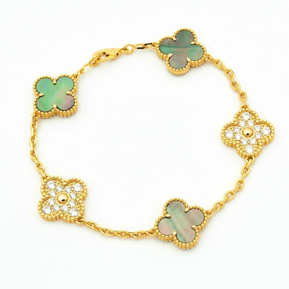 [AuraEcho] CLOVER 5 MOTIF GRAY MOP BRACELET COLLECTION