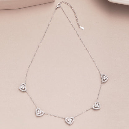 [AuraEcho]Sparkling Five Heart Necklace