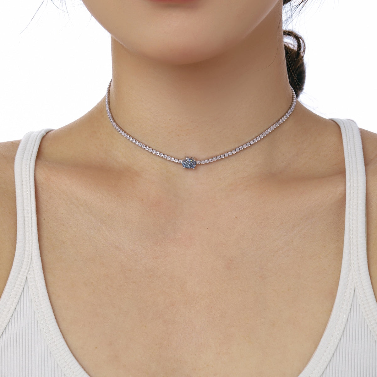 [AuraEcho]1.0 Carat Shining Oval Cut Necklace
