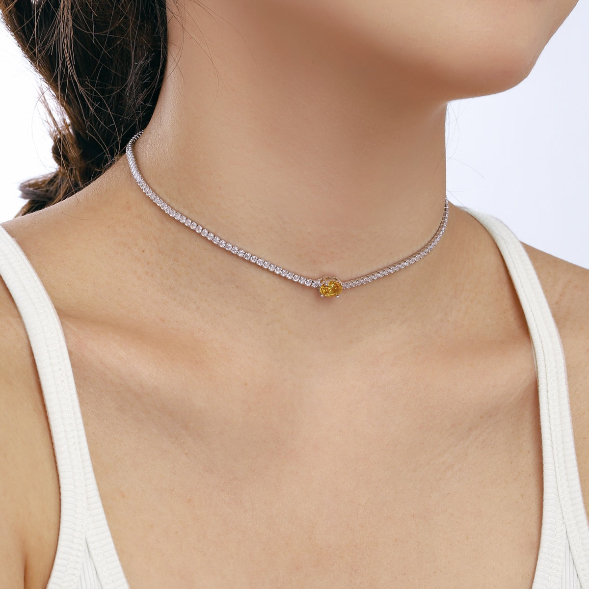 [AuraEcho]1.0 Carat Shining Oval Cut Necklace