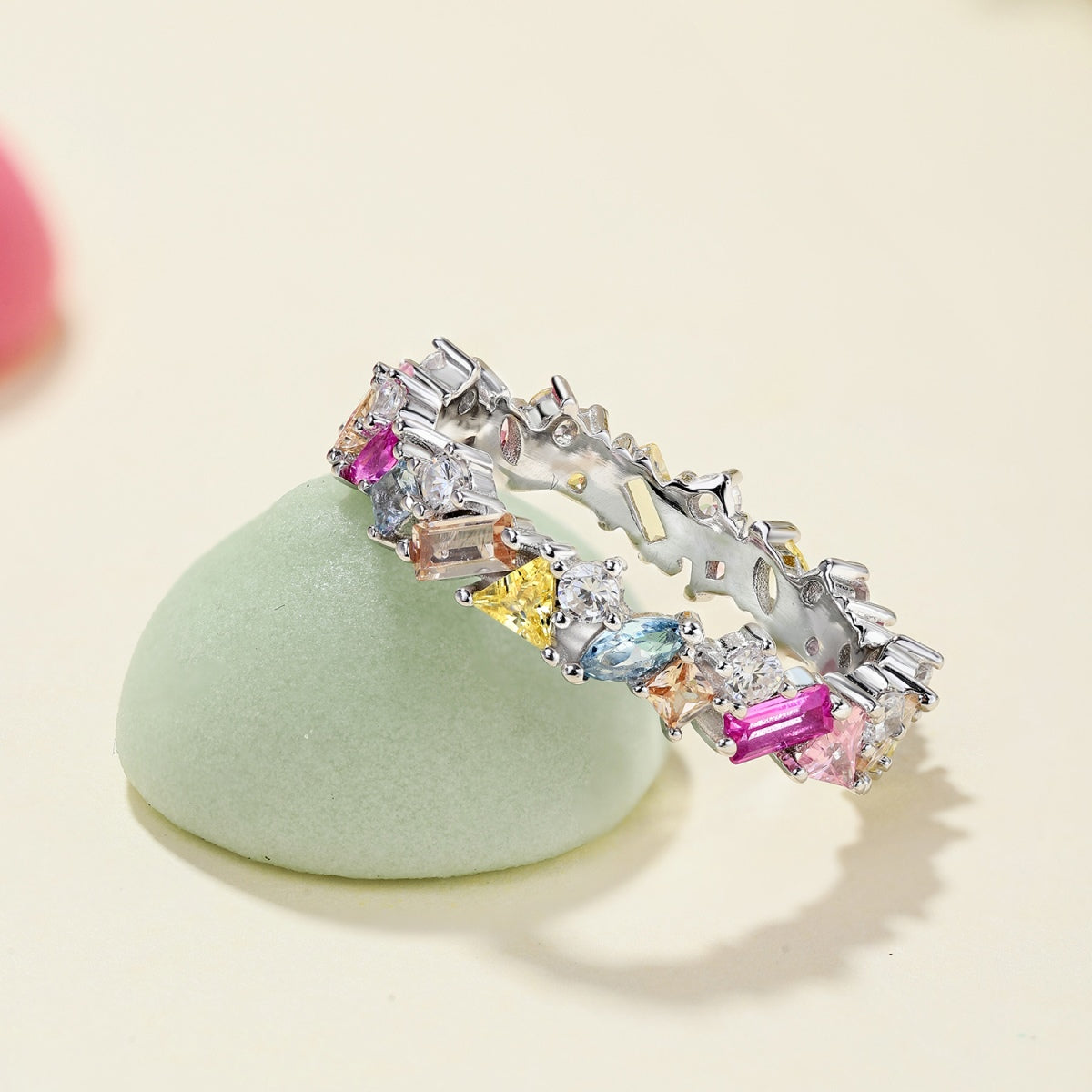 [AuraEcho]Dazzling Polychromatic Multi cut Daily Ring