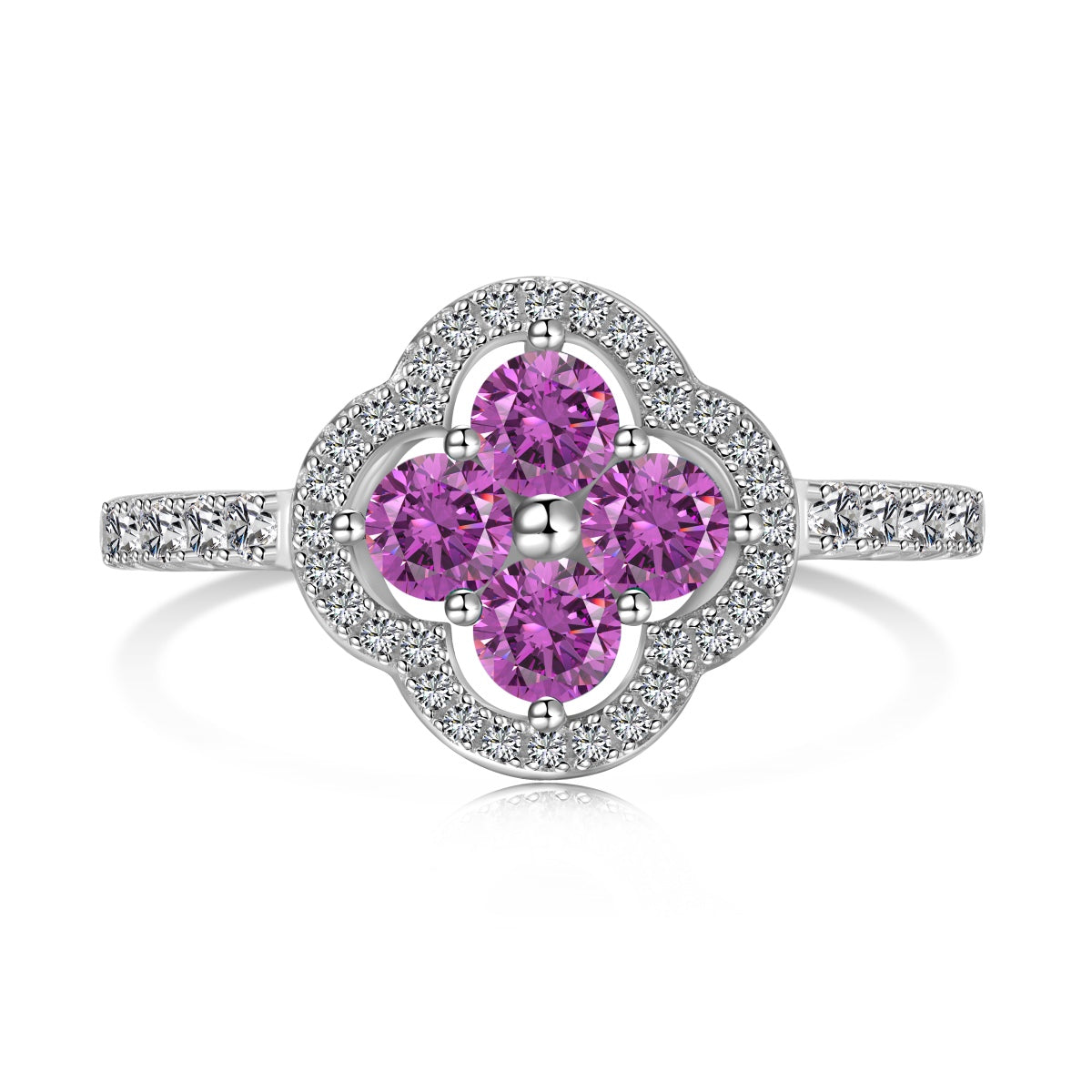 [AuraEcho]Four Leaf Clover Flower Design Ring