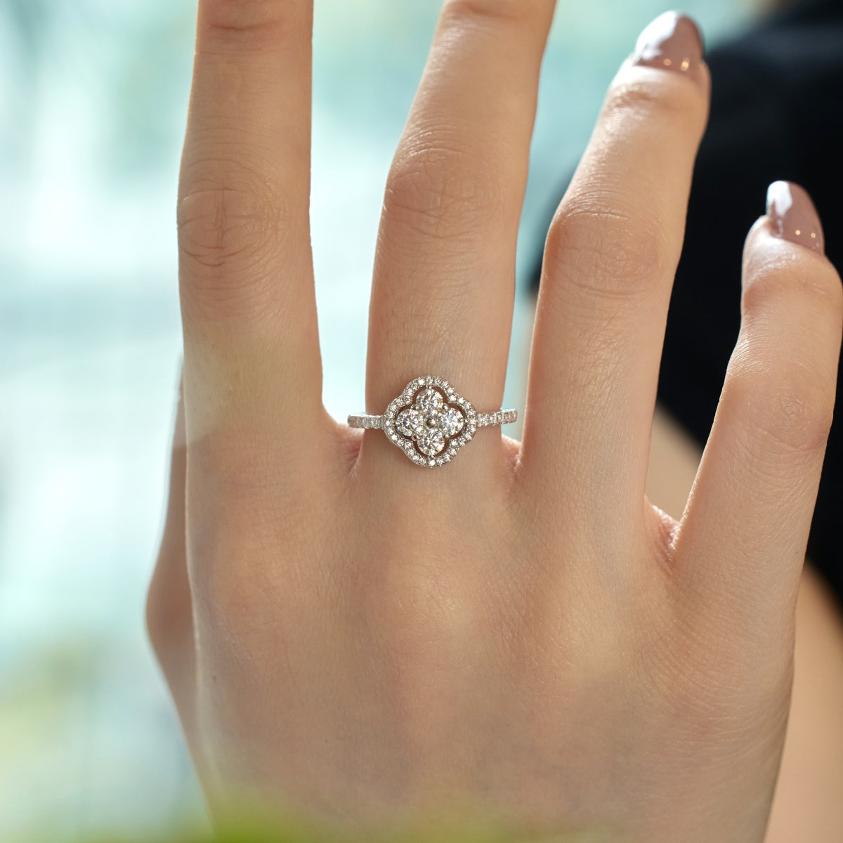 [AuraEcho]Four Leaf Clover Flower Design Ring