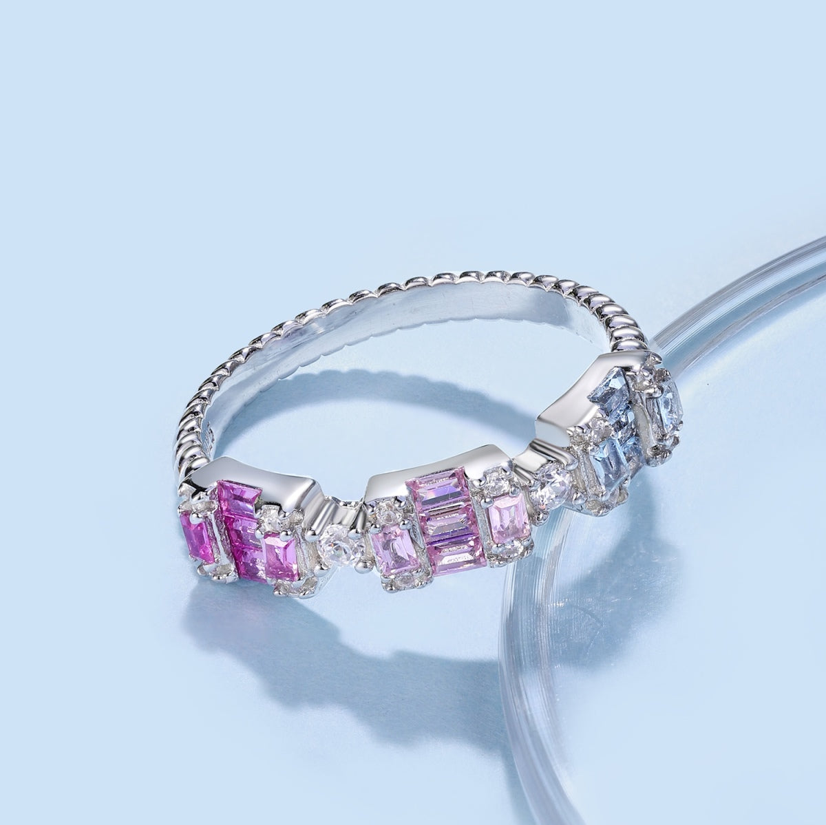 [AuraEcho]Unique Colorful Emerald Cut Party Ring