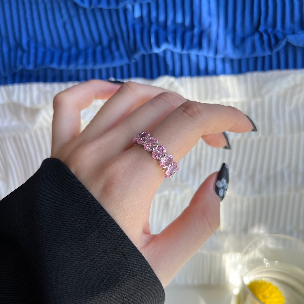 [AuraEcho]Dainty Elongated Cushion Cut Tennis Ring