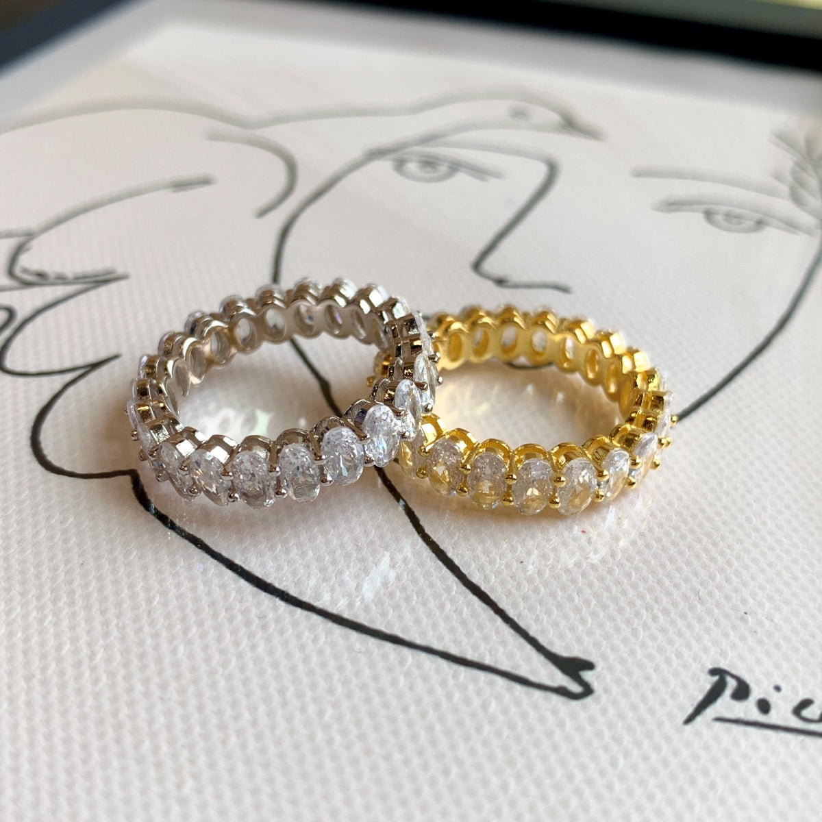 [AuraEcho]Ornate Oval Cut Tennis Ring