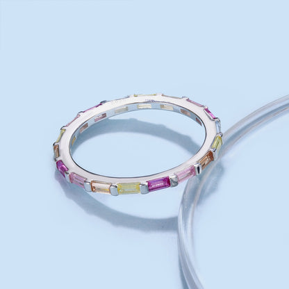 [AuraEcho]Exquisite Multicolored Emerald Cut Daily Ring