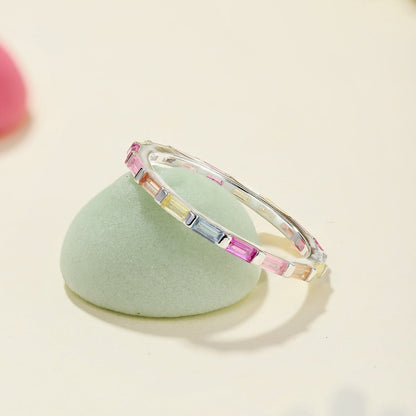 [AuraEcho]Exquisite Multicolored Emerald Cut Daily Ring