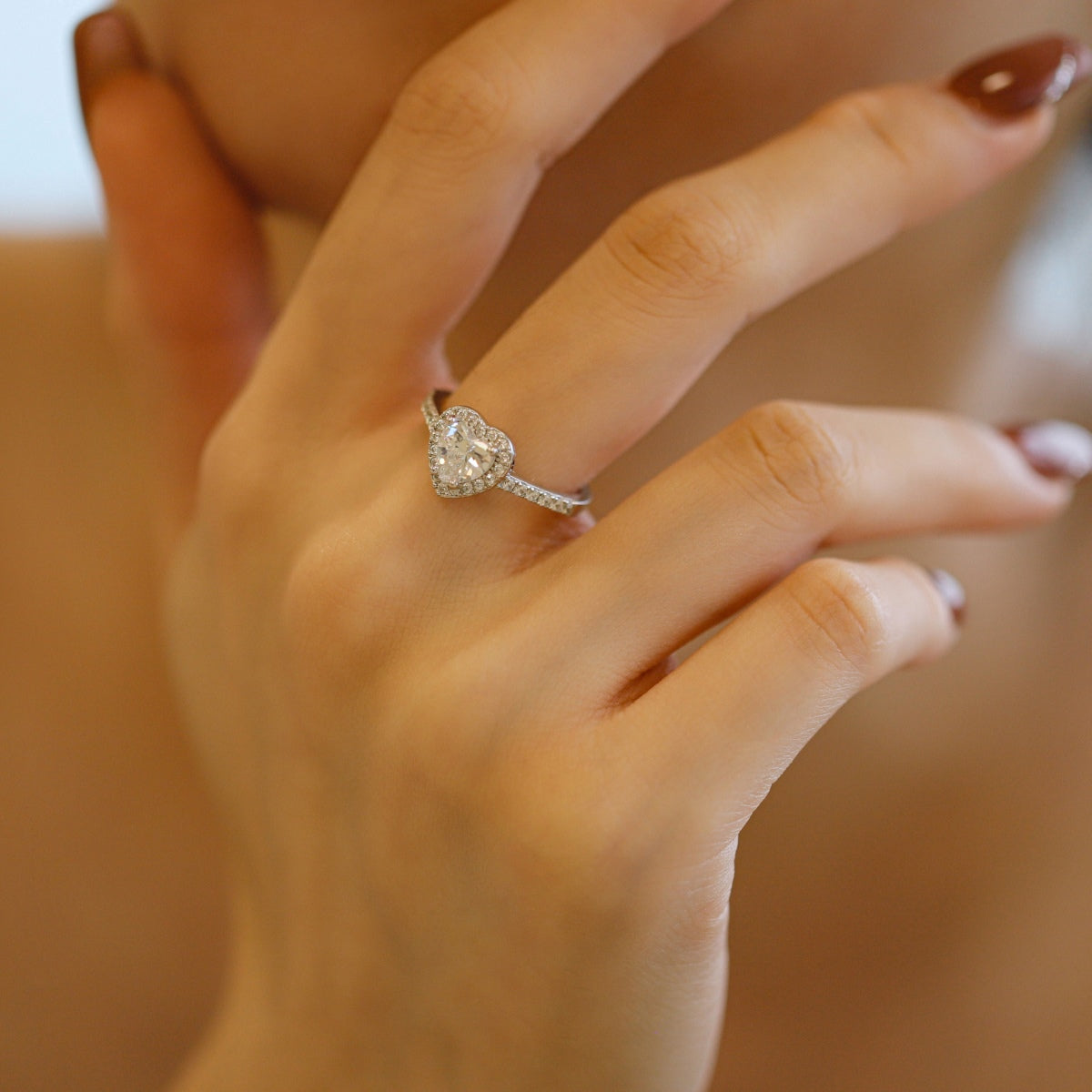 [AuraEcho]Eternity Splashy Romantic Heart Shape Lover Ring