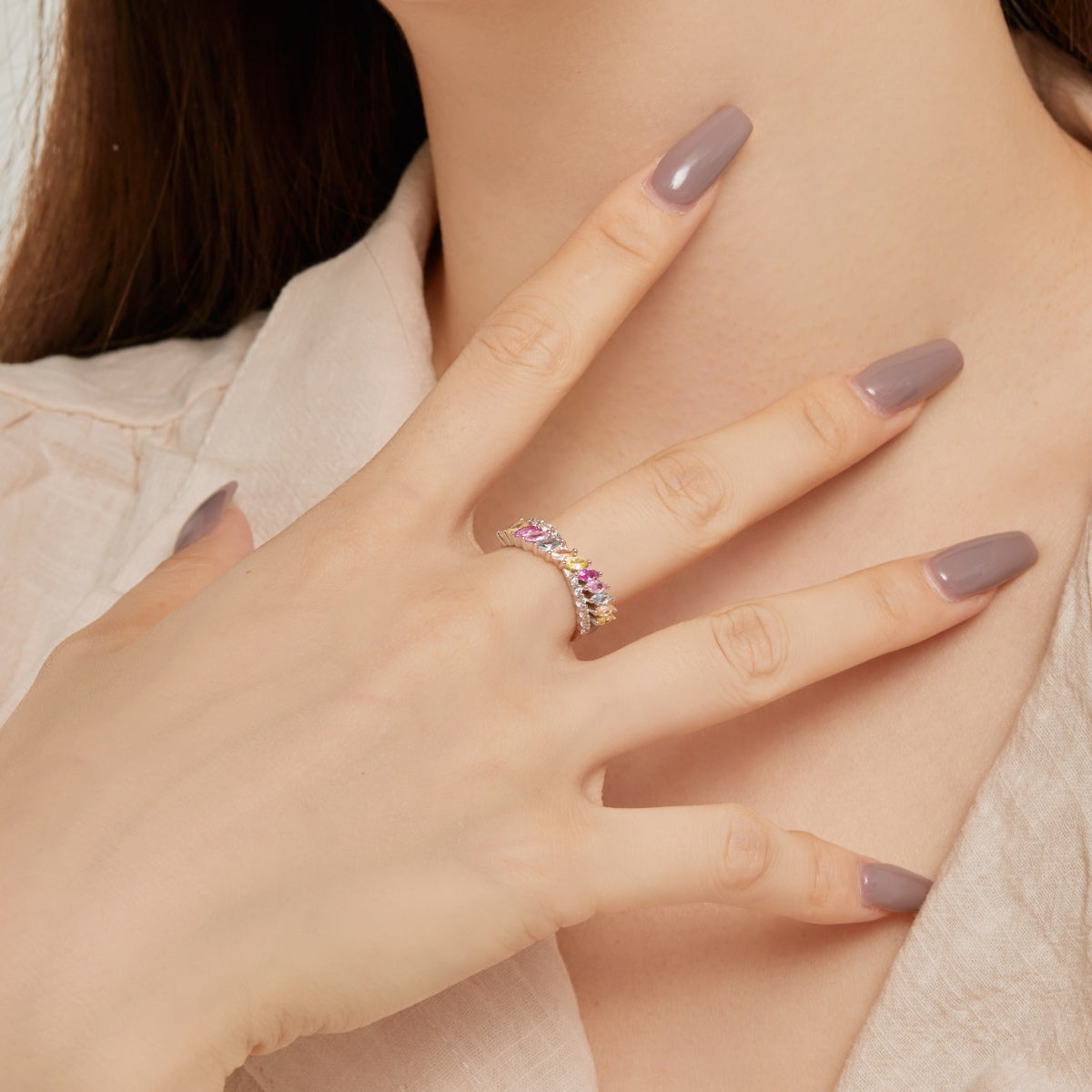 [AuraEcho]Unique Colorful Marquise Cut Daily Ring