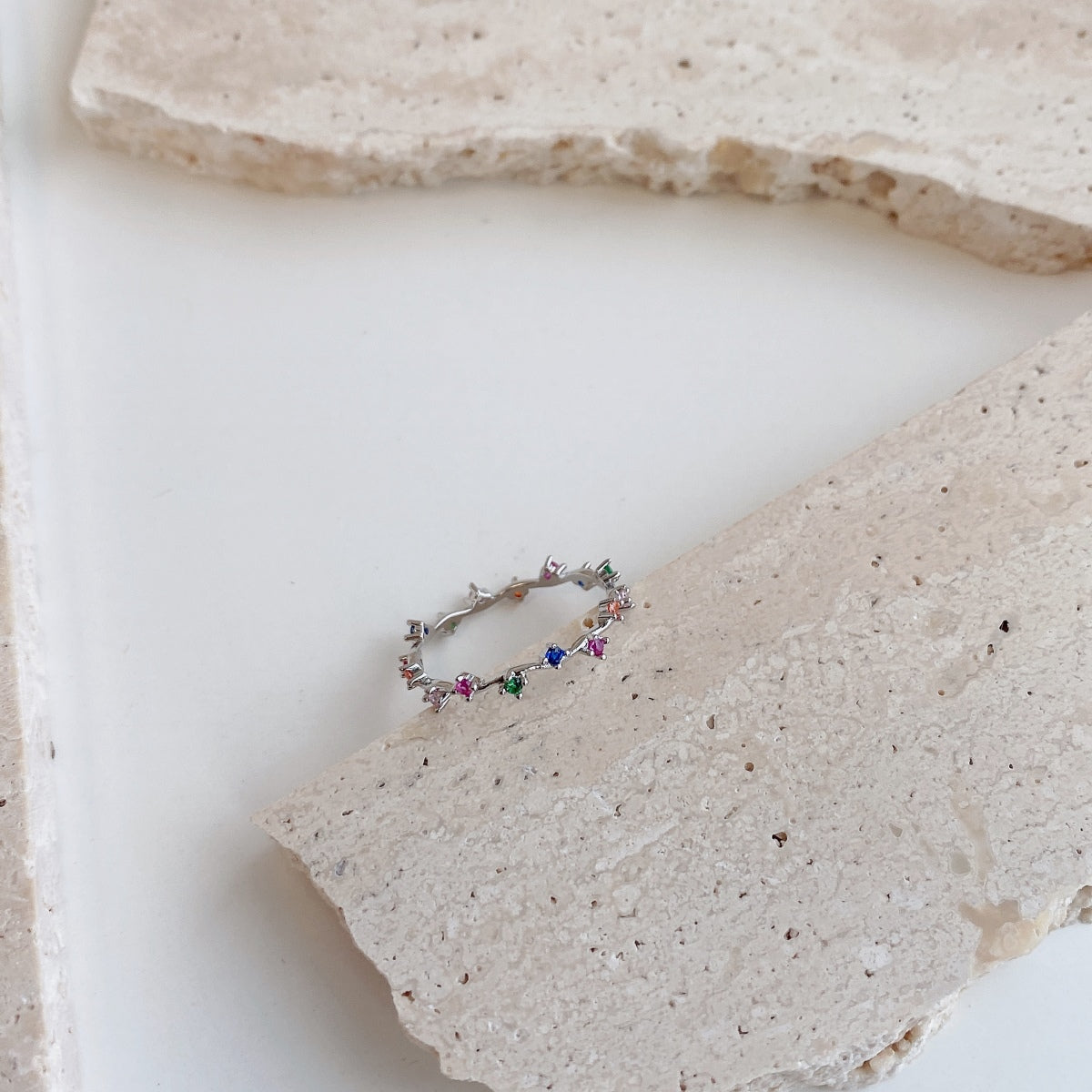 [AuraEcho]Radiant Colorful Round Cut Daily Ring