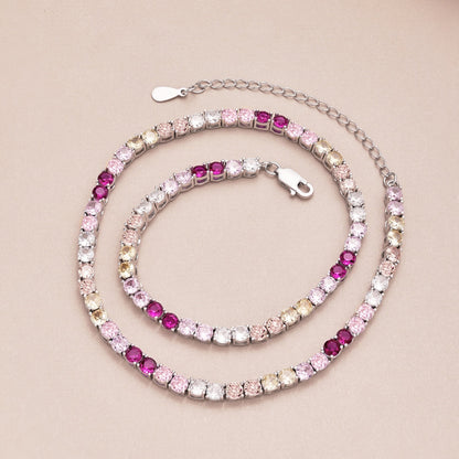 [AuraEcho]Delicate Colorful Tennis Necklace