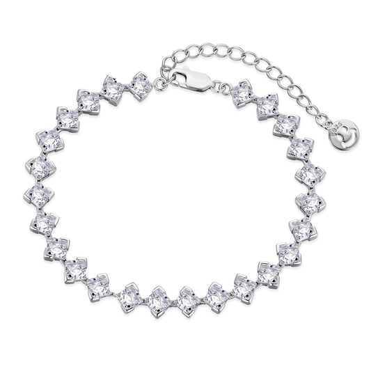 [AuraEcho]0.5 Carat Ornate Princess Cut Daily Bracelet