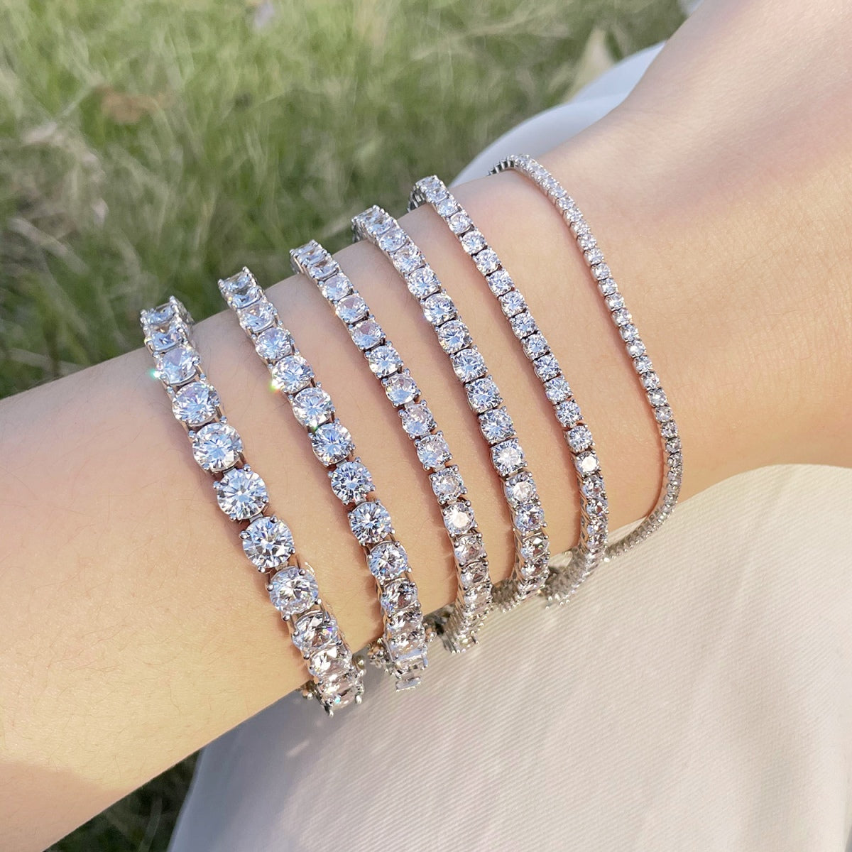 [AuraEcho]0.75 Carat Dazzling Round Cut Wedding Bracelet