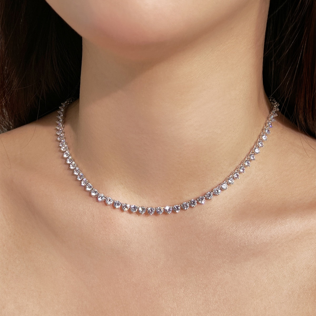 [AuraEcho]Ornate Heart Cut Tennis Necklace