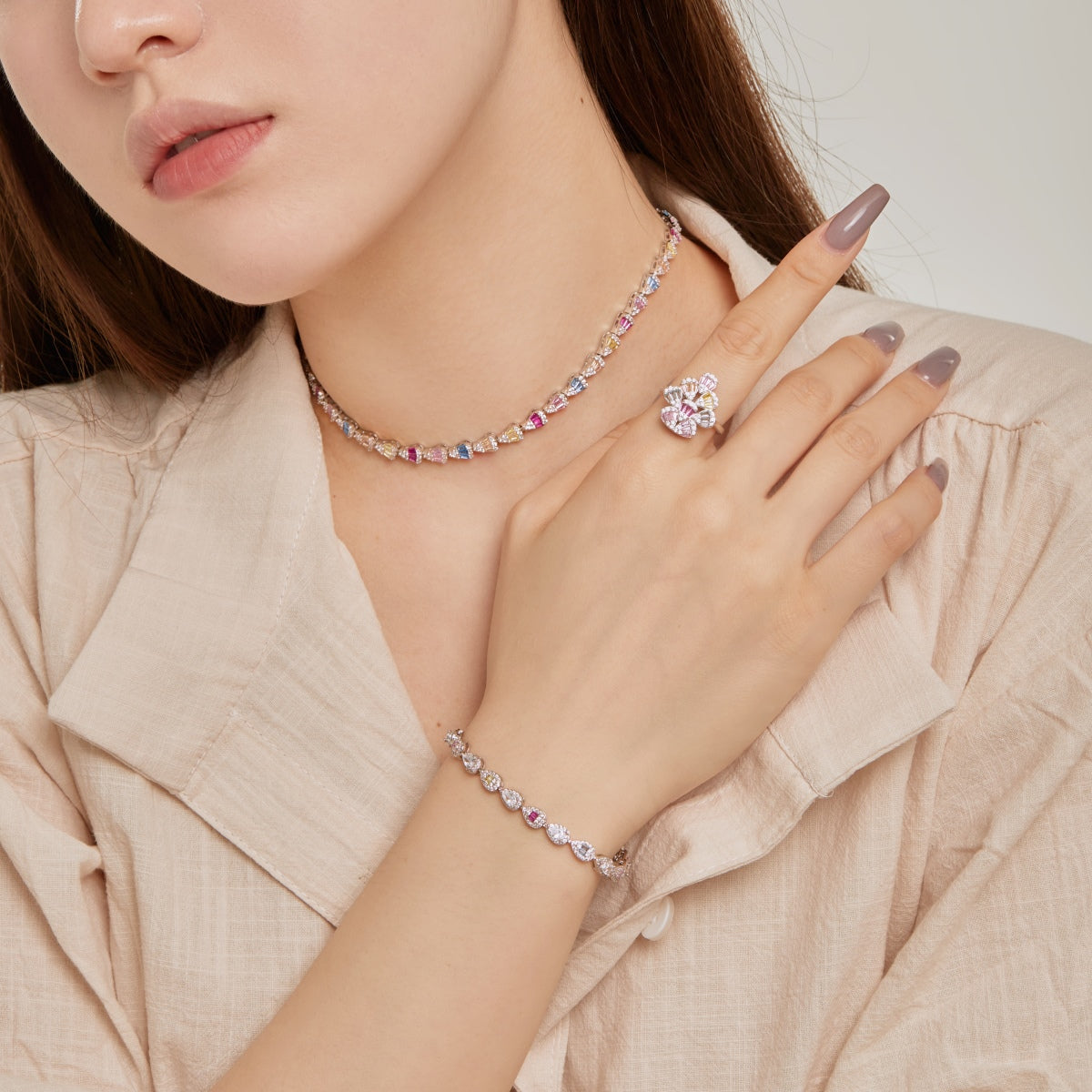 [AuraEcho]Radiant Colorful Rainbow Necklace
