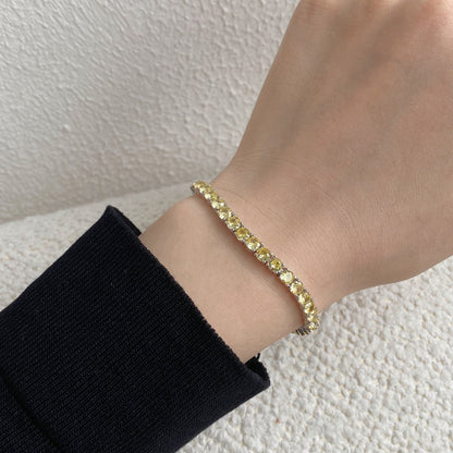 [AuraEcho]Ornate Dazzling Round Cut Tennis Bracelet