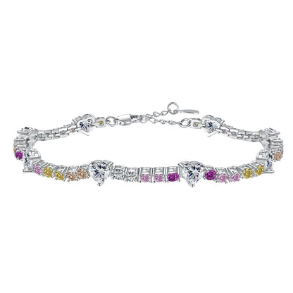 [AuraEcho]Romantic Heart Shape Round Cut Lover Bracelet