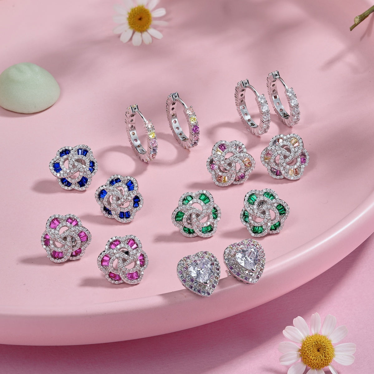[AuraEcho]Radiant Colorful Round Cut Earrings