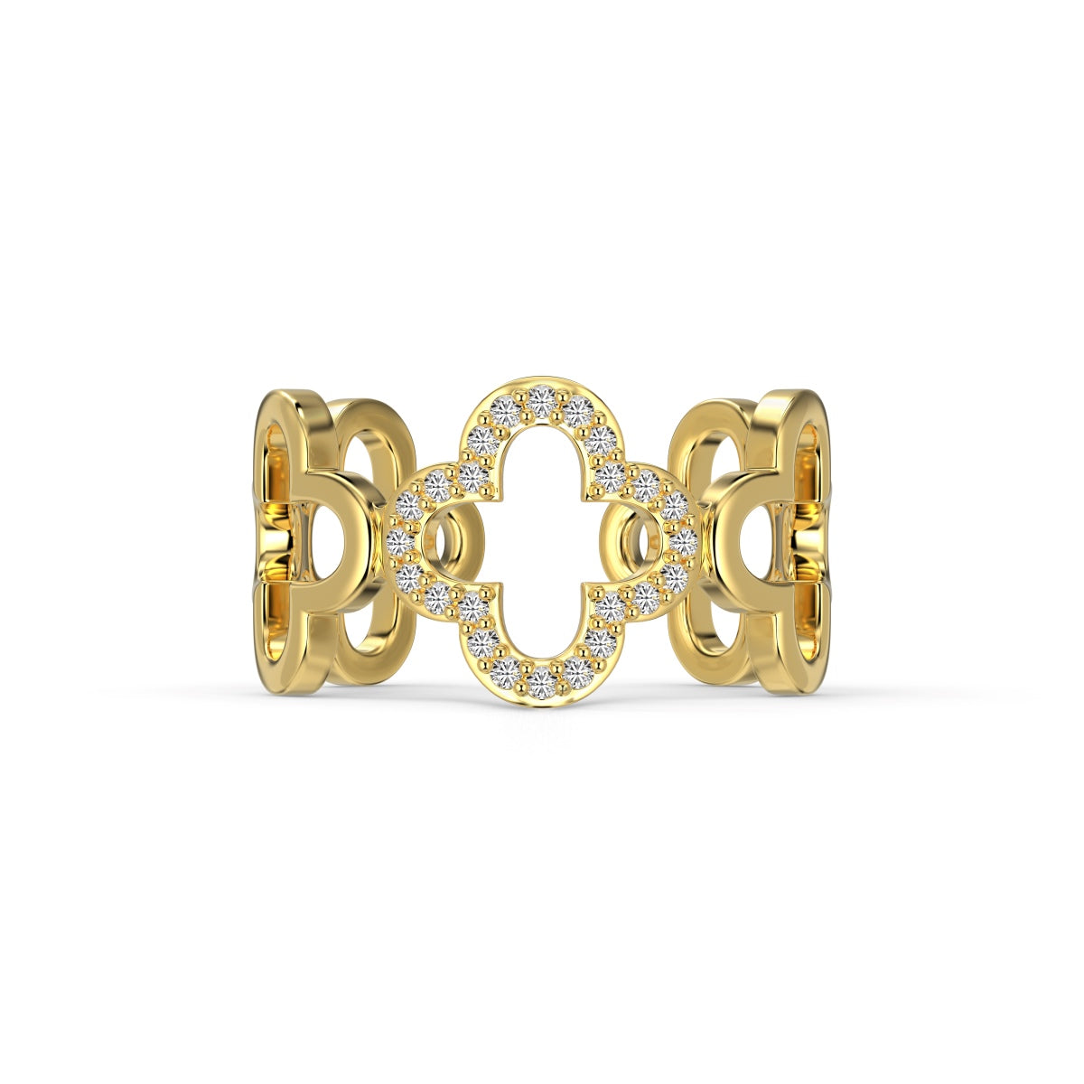 [AuraEcho]Hollow Design Four-Leaf Clover Flower Shape Ring