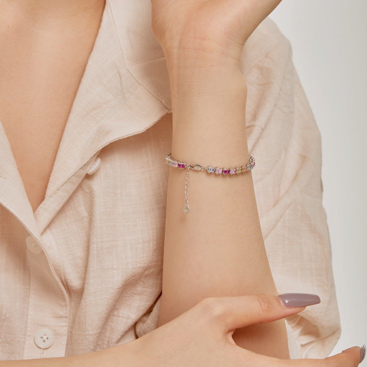 [AuraEcho]Delicate Colorful Emerald Cut Party Bracelet