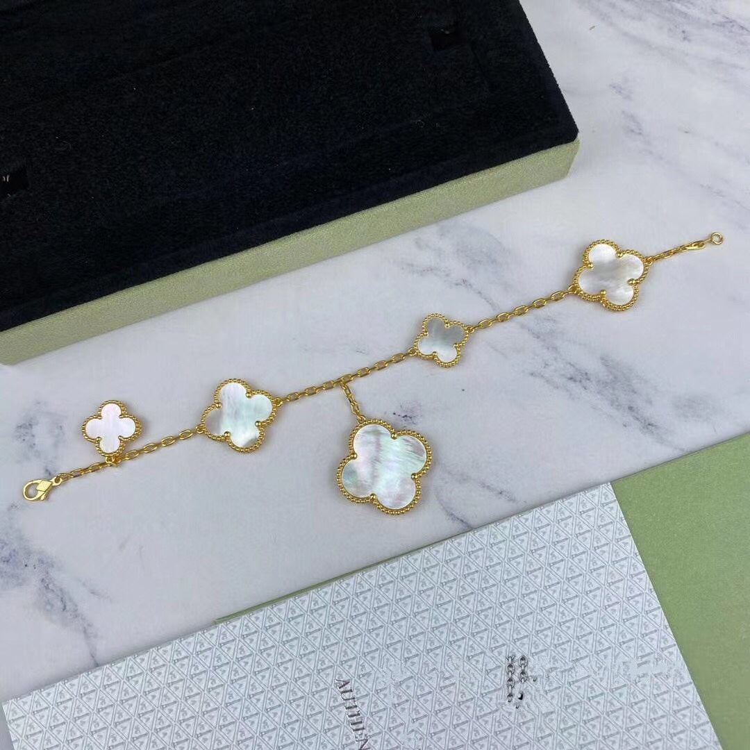 [AuraEcho]MAGIC CLOVER MOP GOLD BRACELET 5 MOTIFS