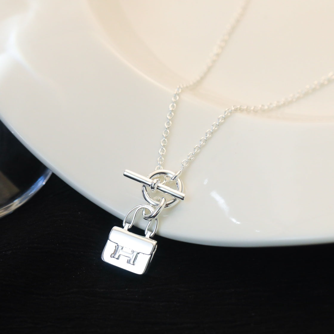 [AuraEcho]POP H PEDANT SILVER NECKLACE