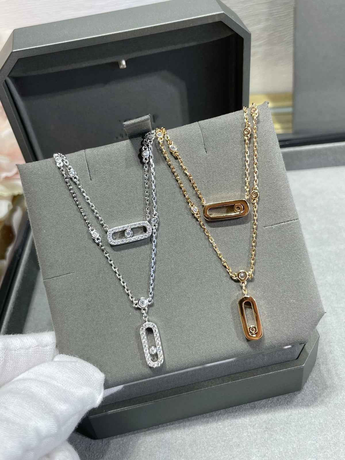 [AuraEcho]MOVE 2 ROW DIAMOND NECKLACE