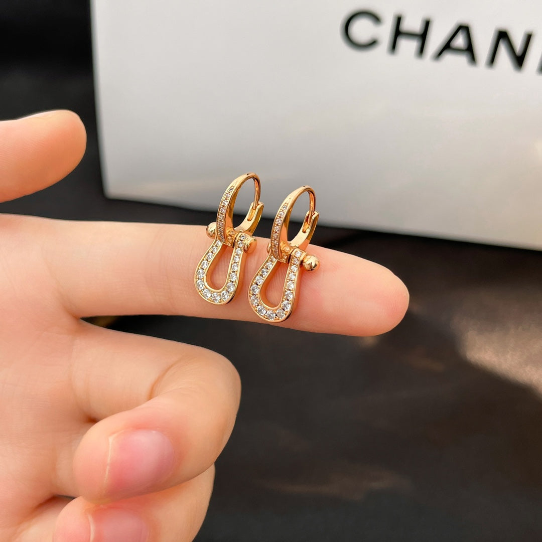 [AuraEcho]FORCE 10 FULL DIAMOND DROP EARRINGS MEDIUM MODEL