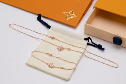 [AuraEcho]STAR PINK MOP 1 DIAMOND PINK GOLD NECKLACE