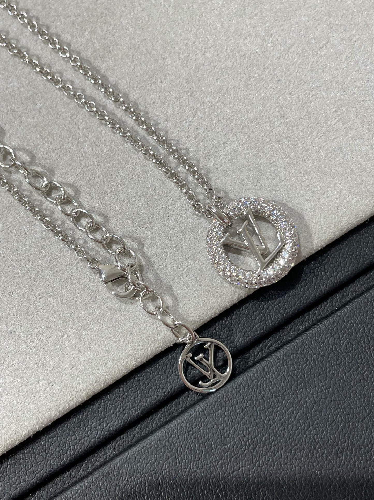 [AuraEcho]BY NIGHT DIAMOND PAVED NECKLACE