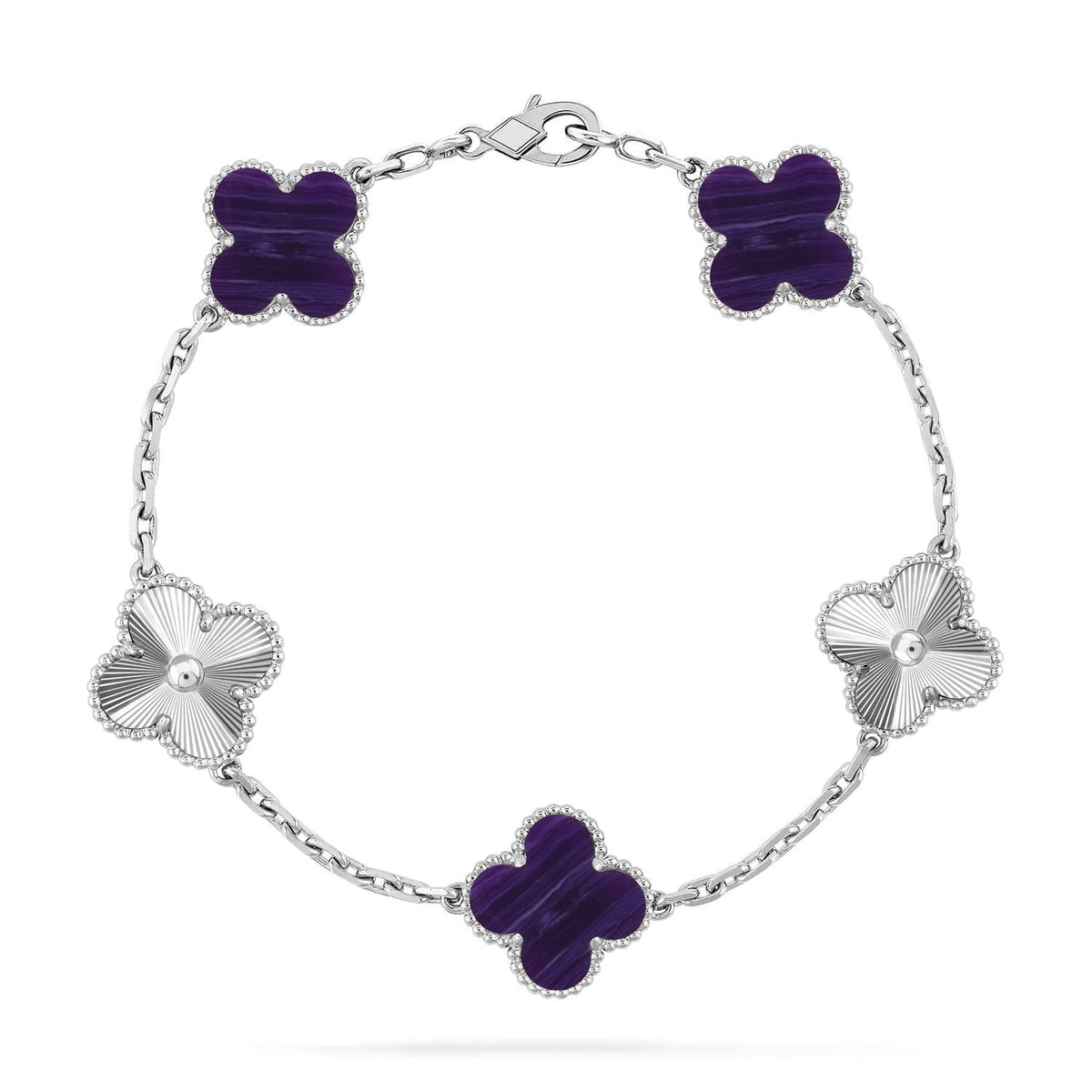 [AuraEcho]CLOVER 5 MOTIF PURPLE STRIPES BRACELET COLLECTION