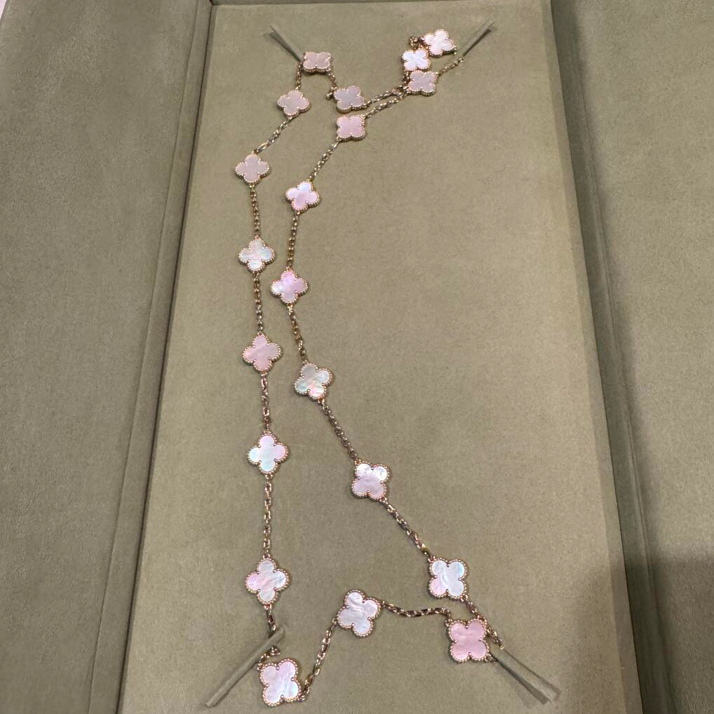 [AuraEcho]CLOVER 20 MOTIFS PINK MOP NECKLACE