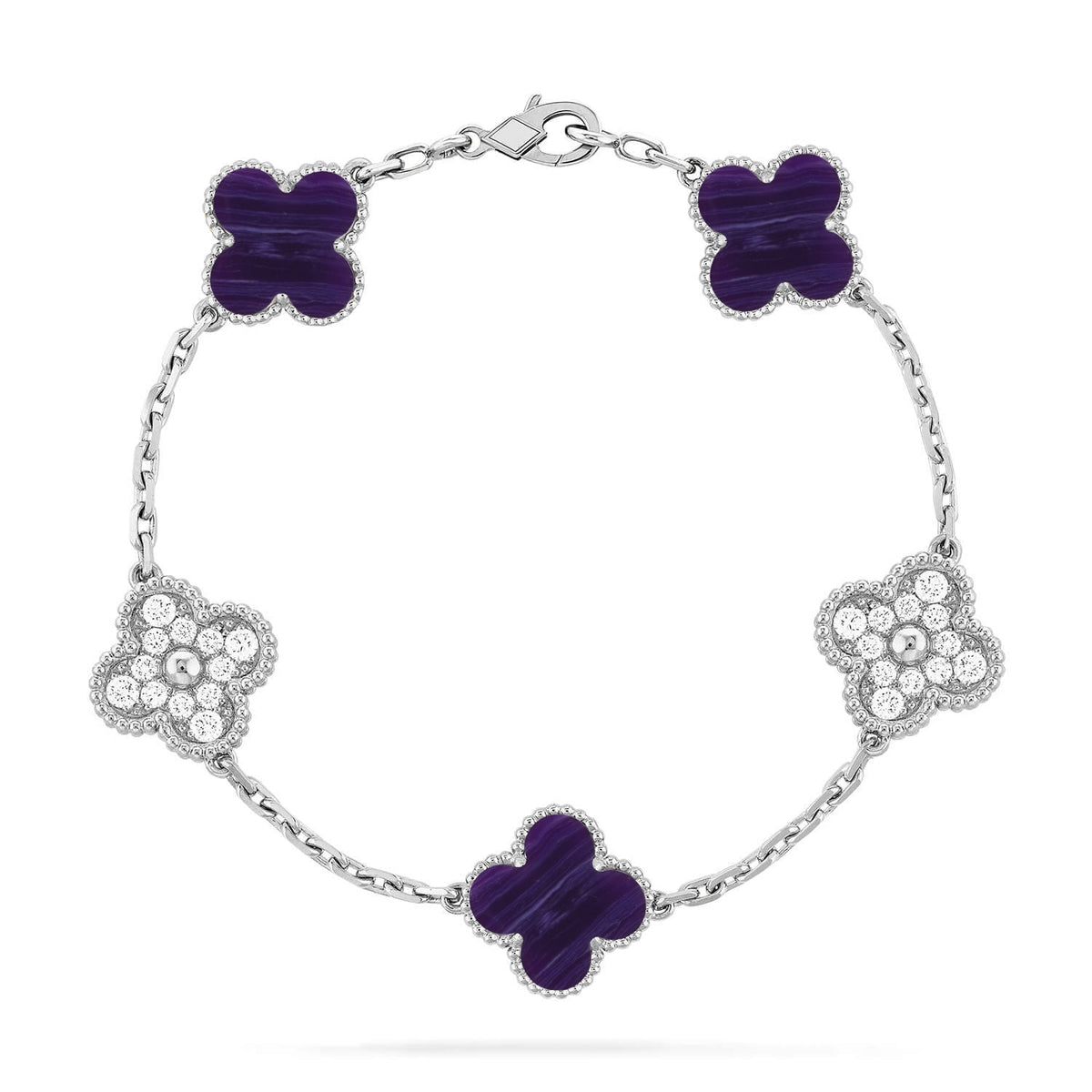 [AuraEcho]CLOVER 5 MOTIF PURPLE STRIPES BRACELET COLLECTION