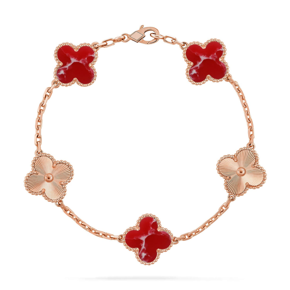 [AuraEcho]CLOVER 5 MOTIF RED PATTERN BRACELET COLLECTION