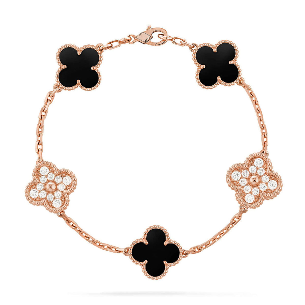 [AuraEcho] CLOVER 5 MOTIF ONYXS BRACELET COLLECTION