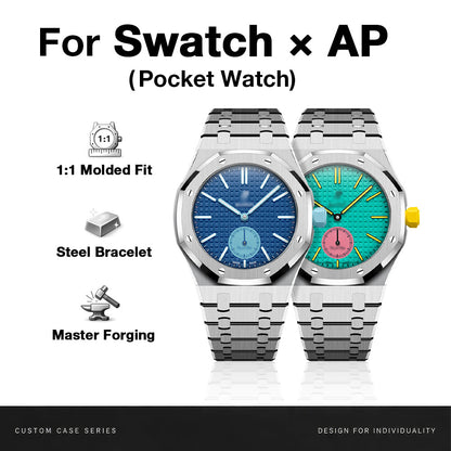 [AuraEcho]Royal Oak Pop Exclusive Steel Case & Strap Full‑wrap Embedded Watch Band (AP6013A)(Only Strap)