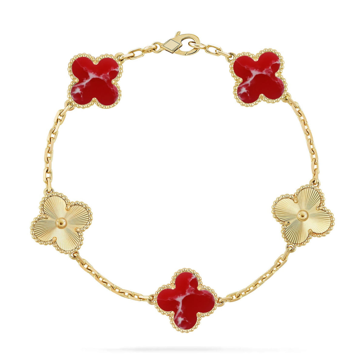 [AuraEcho]CLOVER 5 MOTIF RED PATTERN BRACELET COLLECTION