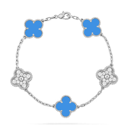 [AuraEcho] CLOVER 5 MOTIF BLUE AGATE BRACELET COLLECTION