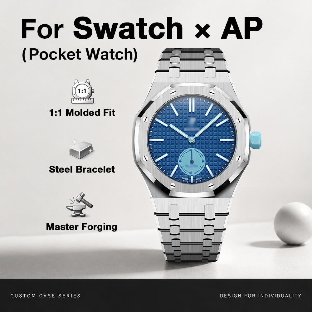 [AuraEcho]Royal Oak Pop Exclusive Steel Case & Strap Full‑wrap Embedded Watch Band (AP6013A)(Only Strap)