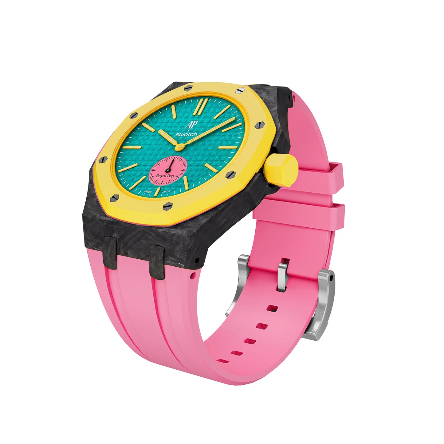 [AuraEcho]Royal Oak Pop Exclusive Carbon‑fiber Case & Silicone Strap(Only Strap)