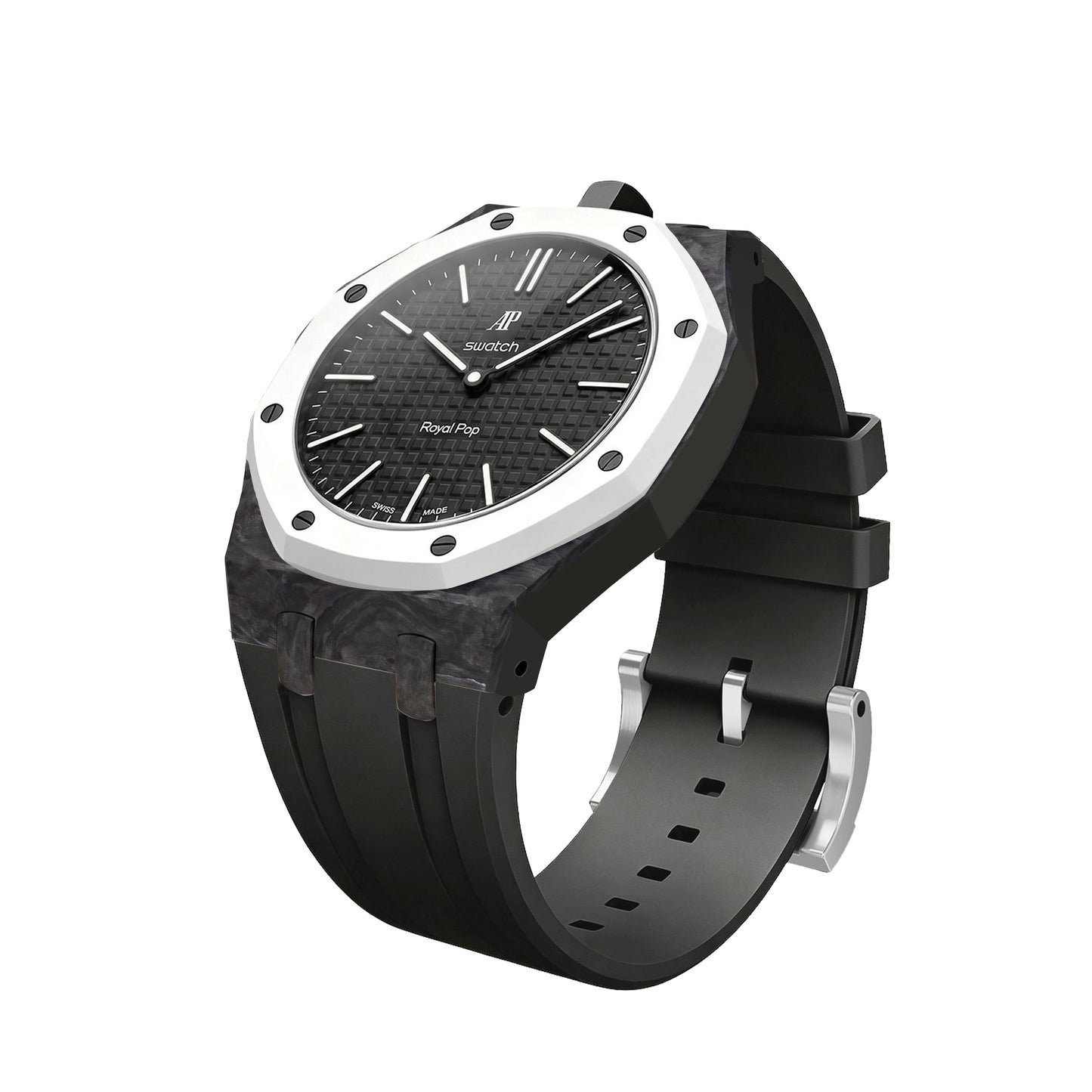 [AuraEcho]Royal Oak Pop Exclusive Carbon‑fiber Case & Silicone Strap(Only Strap)