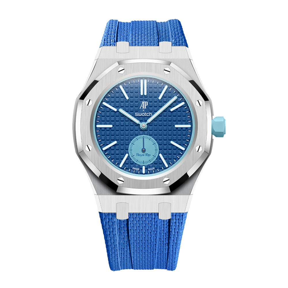 [AuraEcho]Steel Case & Fluoroelastomer Strap Full‑wrap Embedded Watch Band(Only Strap)