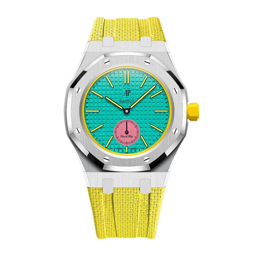 [AuraEcho]Steel Case & Fluoroelastomer Strap Full‑wrap Embedded Watch Band(Only Strap)