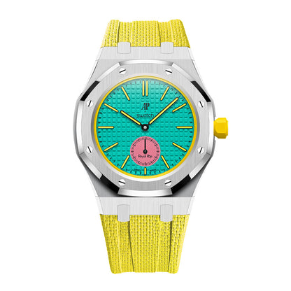 [AuraEcho]Steel Case & Fluoroelastomer Strap Full‑wrap Embedded Watch Band(Only Strap)